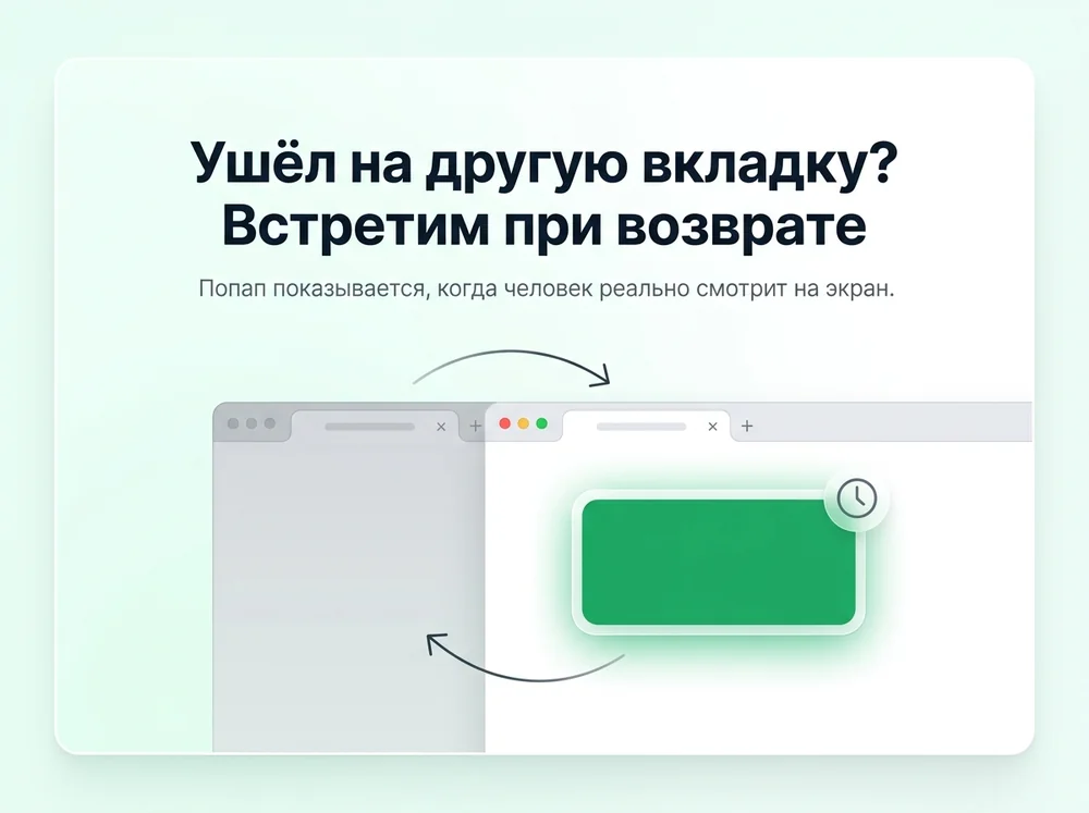 Попап ждёт когда юзер вернётся на вкладку